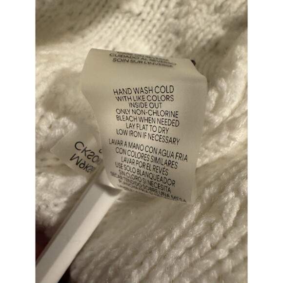 Calvin‎ Klein Popcorn-Knit Mock-Neck Sweater Women's M Ivory - Picture 8 of 8